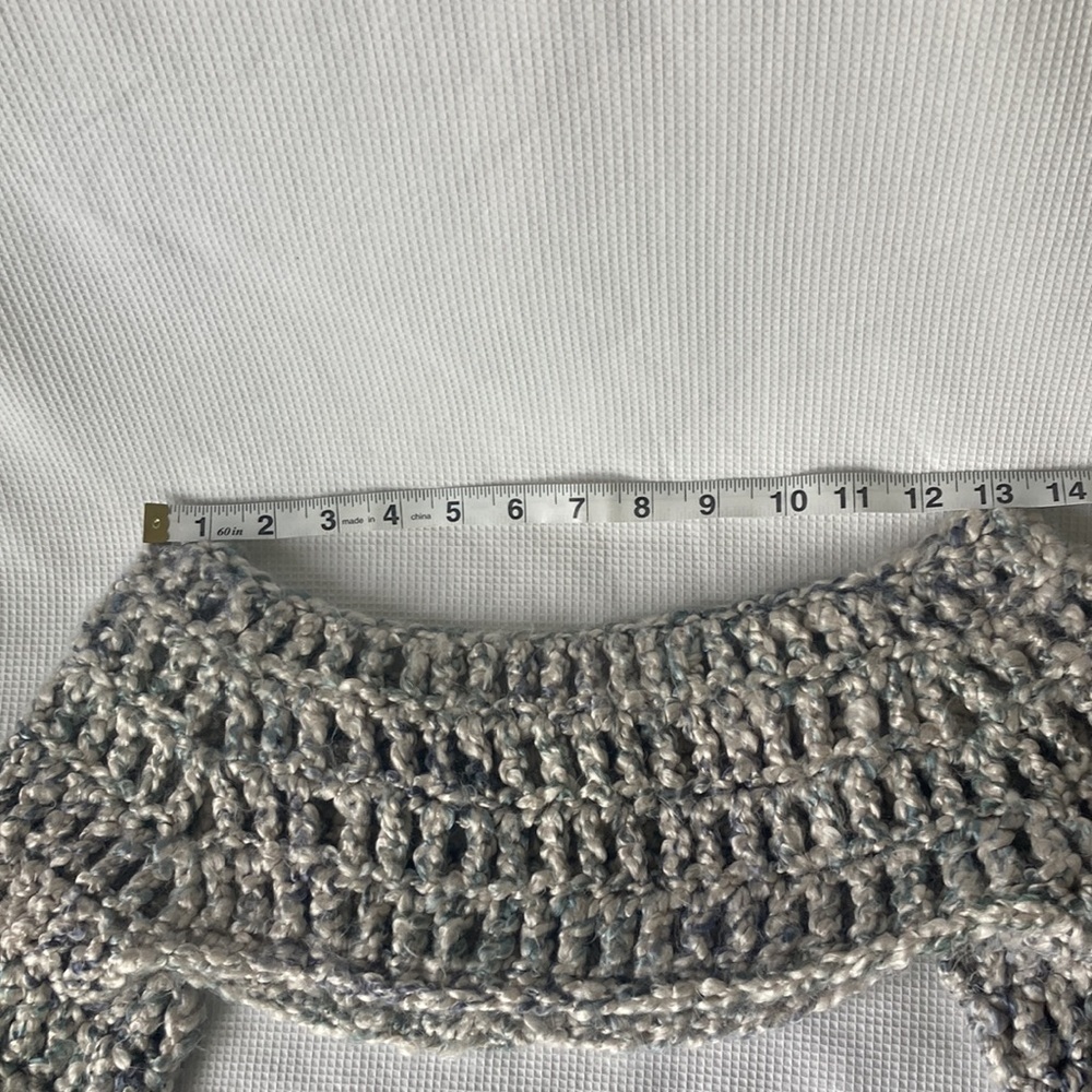 Handmade Crochet Cropped Top Hollow Out Long Sleeve Knit Sweater Cover Ups Sz S - Picture 6 of 9